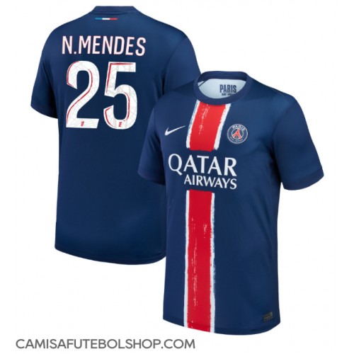 Camisa de time de futebol Paris Saint-Germain Nuno Mendes #25 Replicas 1º Equipamento 2024-25 Manga Curta